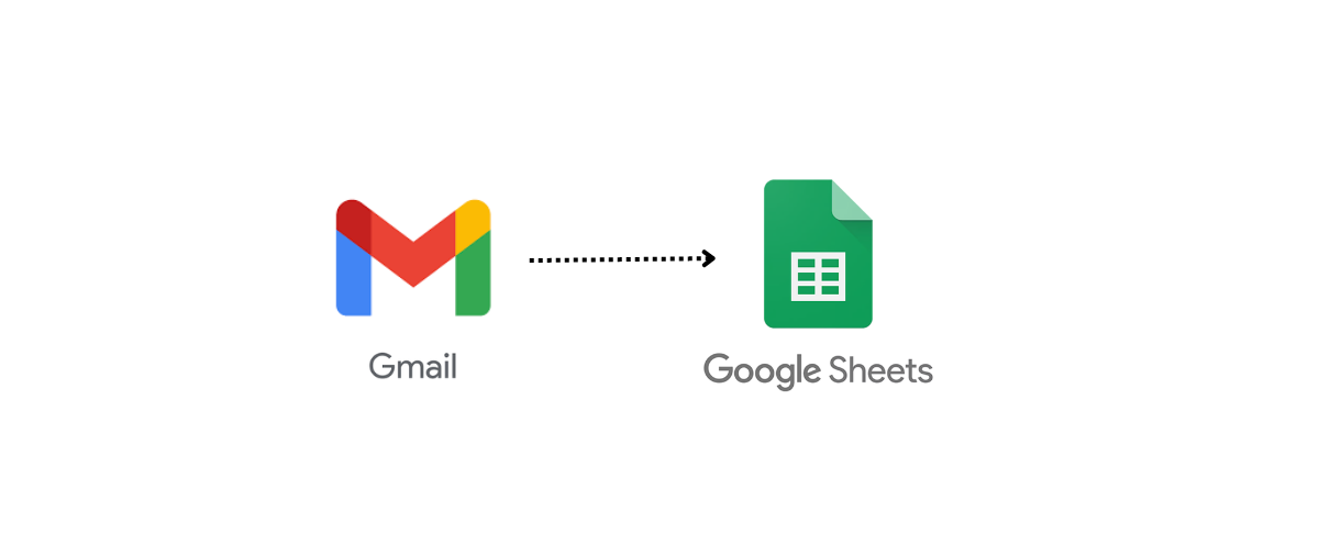 An image showing a Gmail logo transitioning to a Google Sheets logo, indicating data transfer from Gmail to Google Sheets.